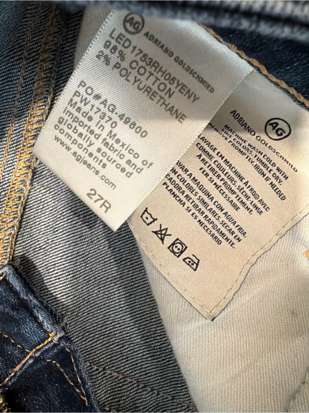 AG The Isabelle High Rise Raw Hem Dark Wash Straight Leg Jeans Size 27 - Picture 3 of 6